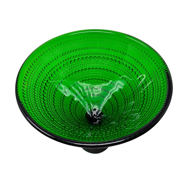 SET OF 4 VINTAGE-STYLE EMERALD GREEN  BEADED HOBNAIL FOOTED MARTINI GLASSES - Picture 4 of 9